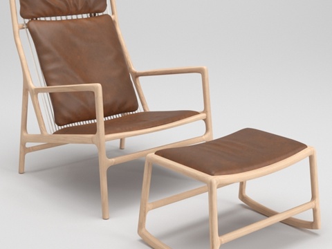  Gazzda Dedo休闲椅与Dedo脚凳3d模型 