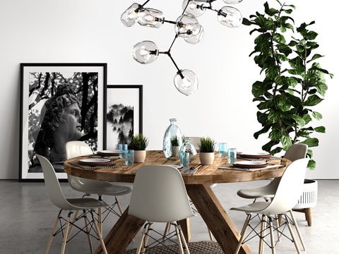  LOFT餐桌椅套装3d模型 