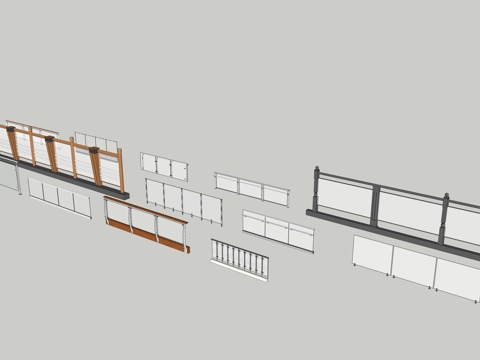 玻璃栏杆扶手su模型