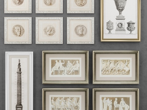  古董画作套装3d模型 