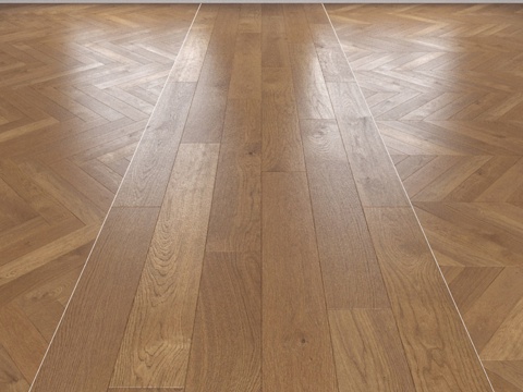  琥珀橡木拼花地板，三种类型。圣诞树纹，直线纹3d模型 