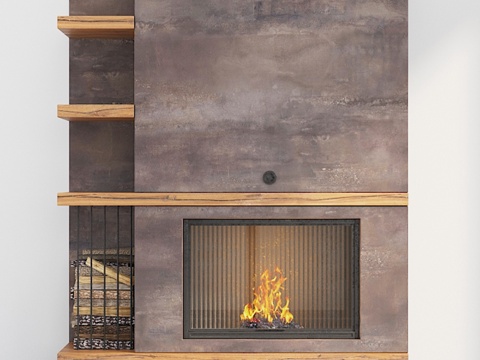  壁炉柴火3d模型 