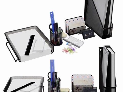  桌面装饰套装3d模型 