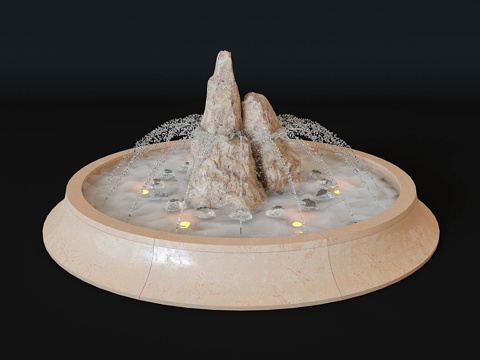  悬崖喷泉3d模型 