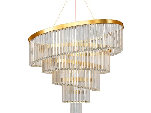  镀金螺旋水晶设计师吊灯3d模型 