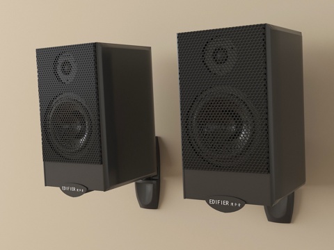  现代壁挂音响 低音炮3d模型 