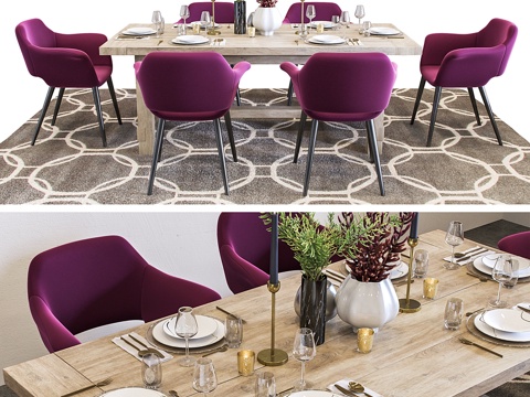  德诺纳餐厅餐桌套装3d模型 