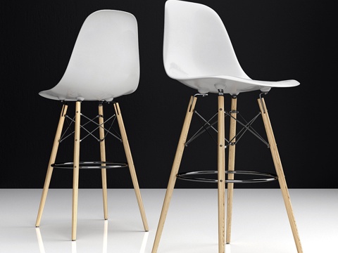  Eames DSW吧台塑料边椅3d模型 