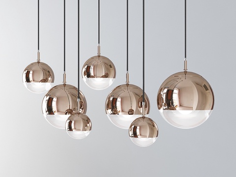  镀铬玻璃现代吊灯3d模型 