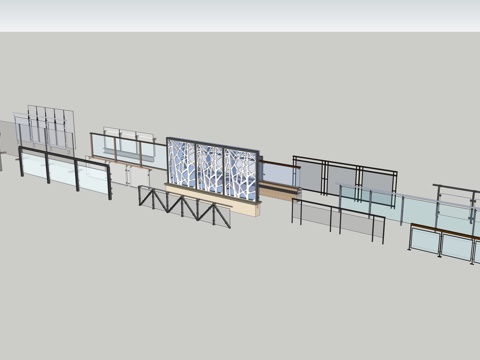 玻璃栏杆扶手su模型