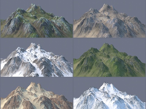  丘陵（6种纹理）3d模型 