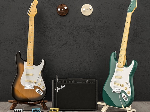  Fender吉他套装3d模型 