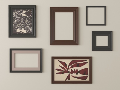 中古风装饰画 相框 画框su模型