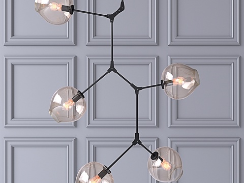  分支气泡吊灯5灯头款3d模型 