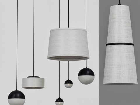  布艺吊灯3d模型 