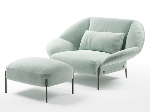  Ligne Roset Paipai扶手椅、脚凳3d模型 