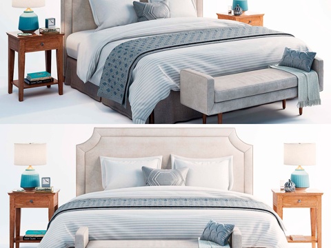  Pottery Barn 床具套装3d模型 