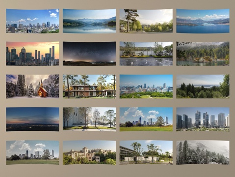  现代其他材质 环绕背景 户外背景 城市背景 绿植背景su模型 