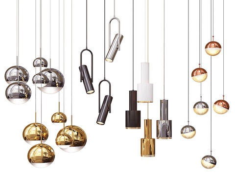  四盏吊灯_16 混搭款3d模型 