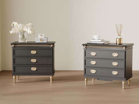  法式复古床头柜 边柜3d模型 