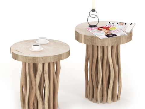  木腿托盘3d模型 