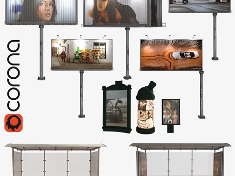  街头广告3d模型 