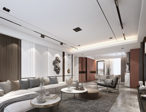 轻奢平层样板间 最新全套施工图 效果图合集cad施工图