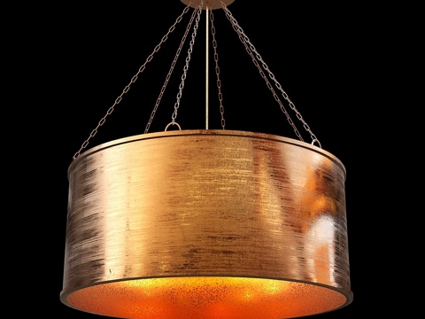  奢华做旧金属鼓形灯罩吊灯3d模型 