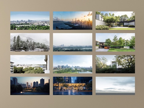  现代其他材质 环绕背景 户外背景 城市背景 绿植背景su模型 