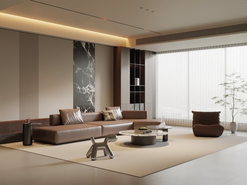  意式客厅3d模型 