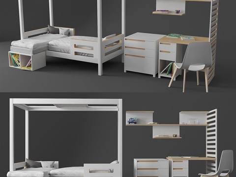  Ticia双人床3d模型 