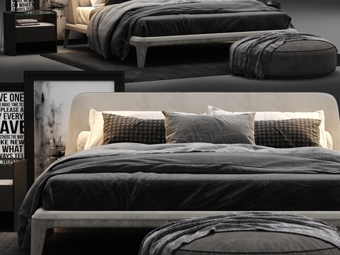  Poliform Kelly 软包床3d模型 