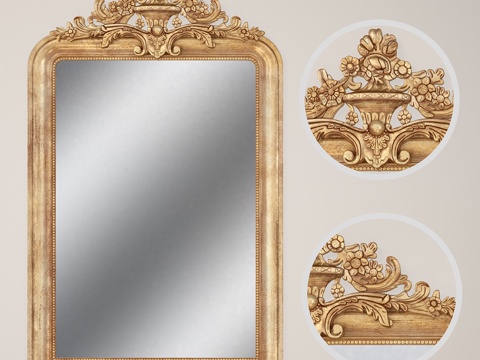  路易·菲利普镀金靠背镜，Restoration Hardwa3d模型 