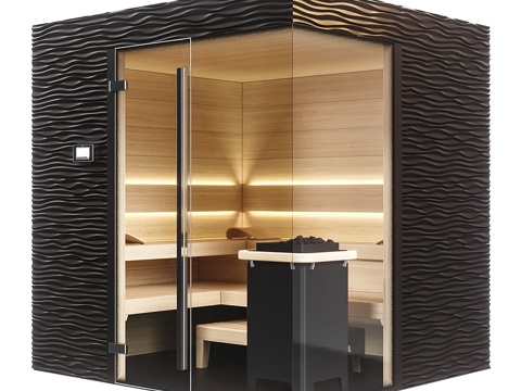  KLAFS设计桑拿房带桑拿加热器sanariu3d模型 