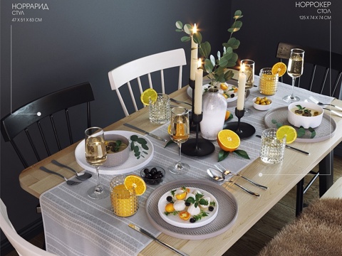  宜家_餐桌组3d模型 