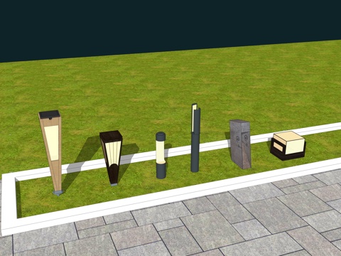  现代户外地灯su模型 