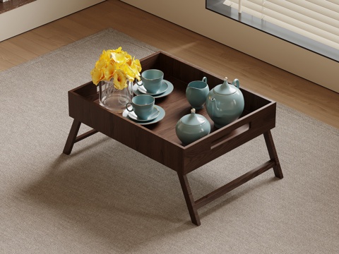  中古风茶桌su模型 