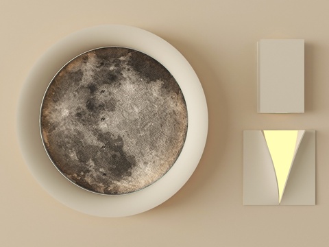  现代石膏灯 月球壁灯3d模型 