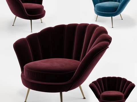  绿松石贝壳形椅，艾克霍尔茨3d模型 