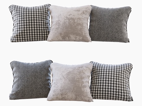  靠枕套装 米色天鹅绒、人字纹与鹅绒款3d模型 