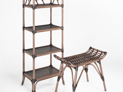  陶艺仓库藤编套装3d模型 