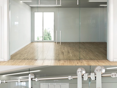  带滑动门的玻璃隔断 - 43d模型 