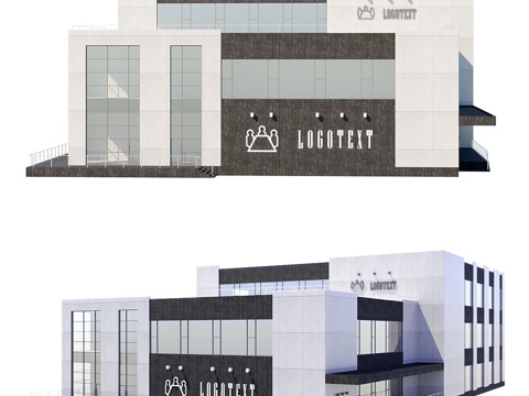  三层办公楼3d模型 