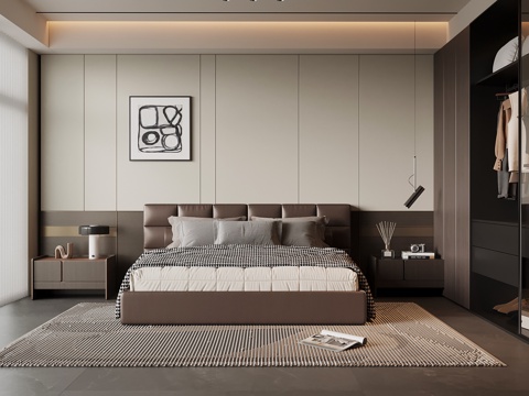 现代意式卧室su模型