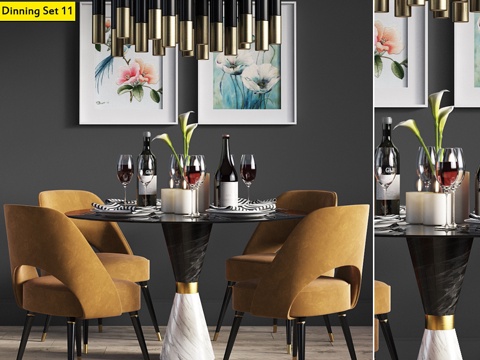  餐桌椅套装113d模型 