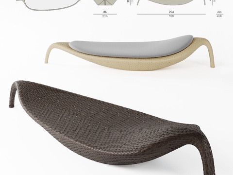  沙滩椅 - 叶子系列3d模型 