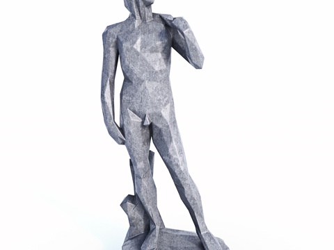  大卫雕塑 低多边形风格3d模型 