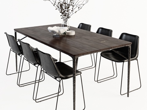  锡耶纳餐桌德雷克塞尔椅套装3d模型 