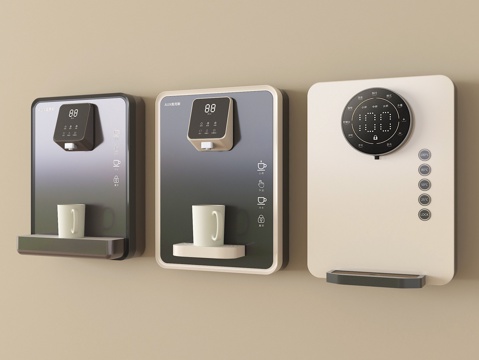 现代直饮机 净水器 壁挂式饮水机 管线机su模型