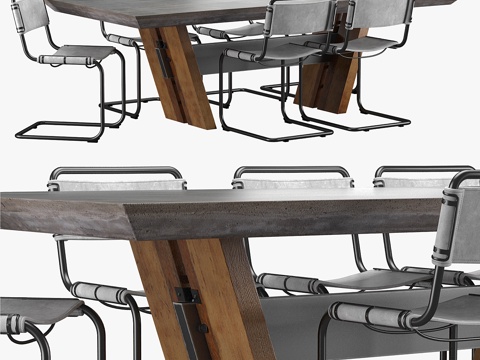  西岸餐桌3d模型 